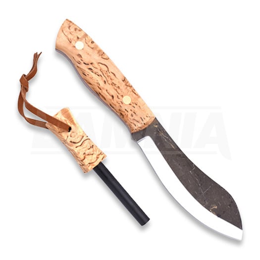 Brisa Nessmuk 125 knife, stabilized curly birch, firesteel