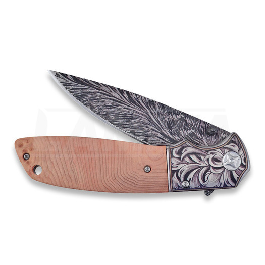 Hen & Rooster Linerlock A/O Burl Wood folding knife