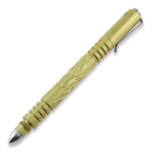 ปากกาพร้อมใช้ Hinderer Investigator Pen Flames, brass bead blasted