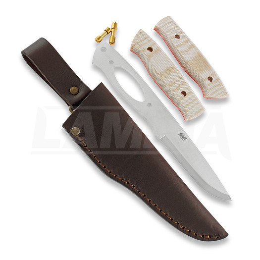 Couteau Brisa Trapper 95 DIY Kit, N690 Scandi, brown micarta