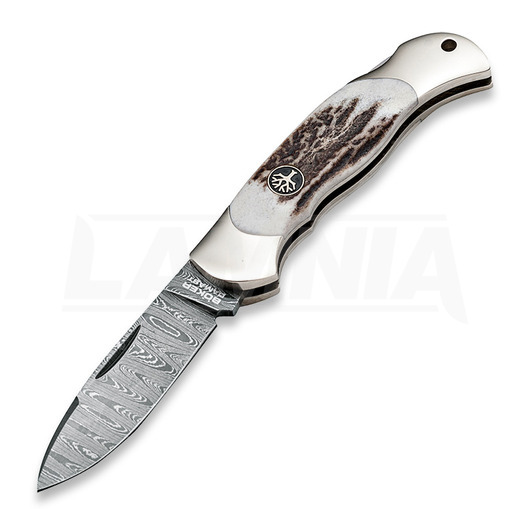 Böker Junior Scout Spearpoint Stag Damascus folding knife 111910DAM