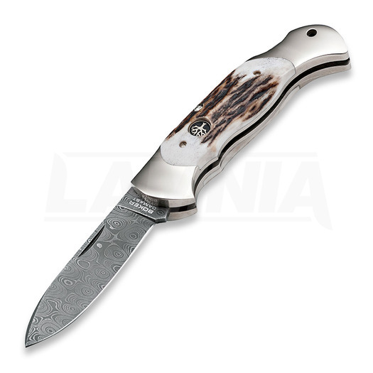 Böker Scout Spearpoint Stag Damascus folding knife 112201DAM