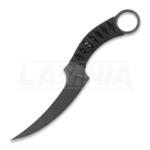 Couteau Bastinelli Fixed Mako Black Tsuka Bronze Menuki, noir