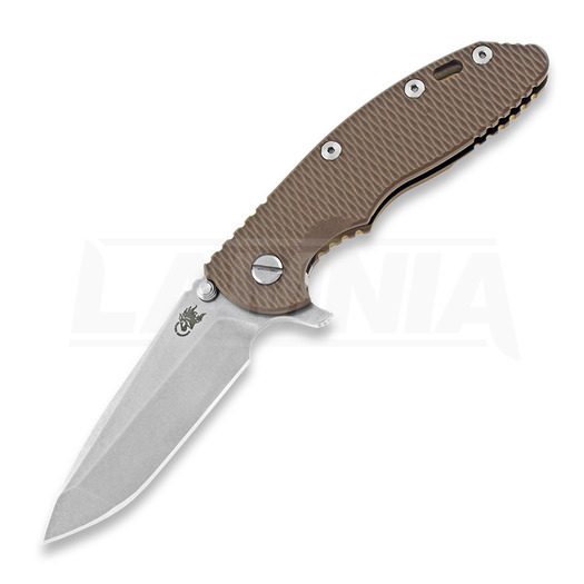 Hinderer 3.5 XM-18 Spanto Tri-Way Stonewash Bronze folding knife, fde