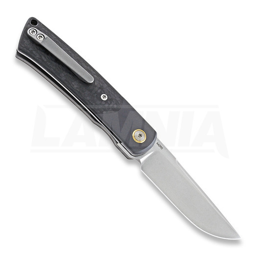 Reate Tribute Zirconium Bolster folding knife, carbon, frosted satin