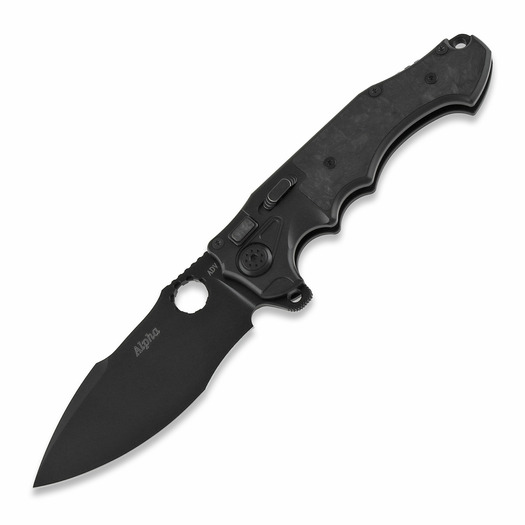 Andre de Villiers Alpha folding knife, black with marble CF