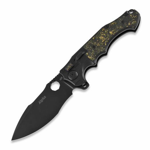 Andre de Villiers Alpha folding knife, black with copper shred