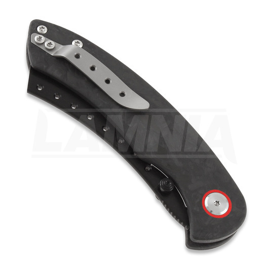 Red Horse Knife Works Hell Razor P Marbled Carbon Fiber összecsukható kés, BLK Stonewash
