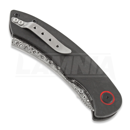 Couteau pliant Red Horse Knife Works Hell Razor P Marbled Carbon Fiber, damasteel