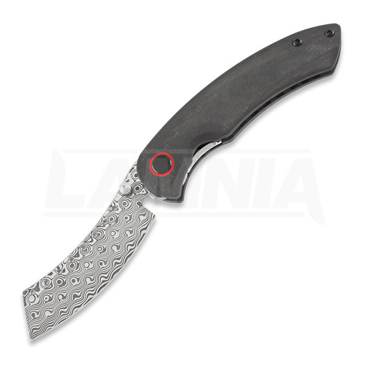 Couteau pliant Red Horse Knife Works Hell Razor P Carbon Fiber, damasteel