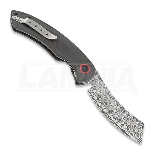 Couteau pliant Red Horse Knife Works Hell Razor P Carbon Fiber, damasteel