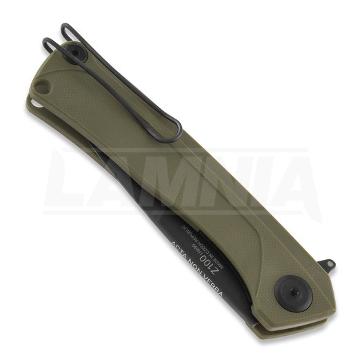 Navaja ANV Knives Z100 Plain edge DLC, G10, verde olivo