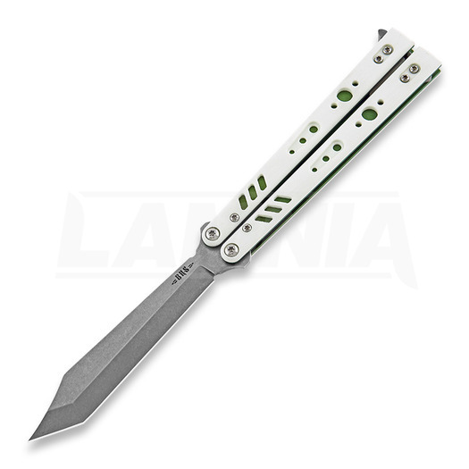 BRS Replicant Premium Tanto balisong kniv, white/green