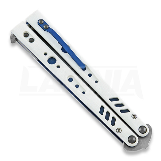 BRS Replicant Premium Tanto balisong kniv, white/blue
