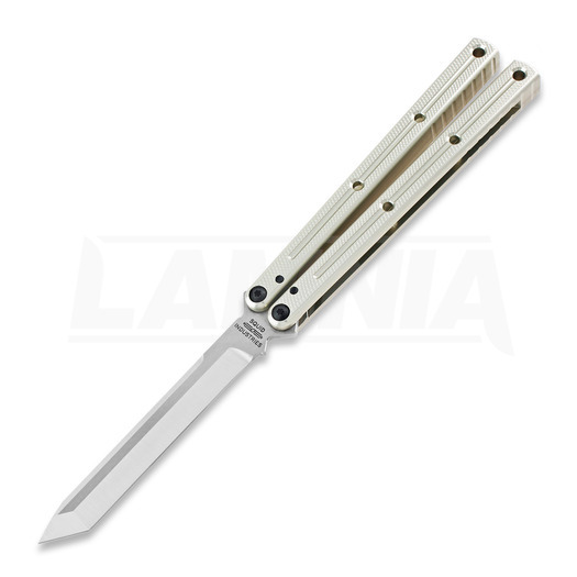 Squid Industries Krake Raken Tanto V2 butterfly knife, silver