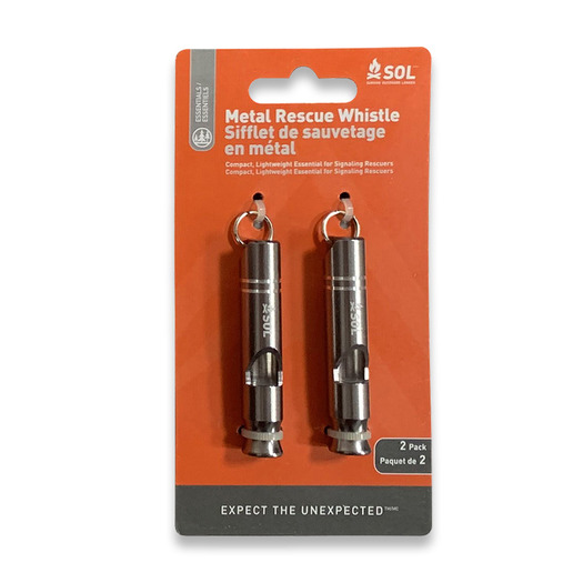 SOL Metal Rescue Whistle, 2 Pack