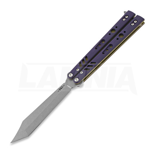 BRS Replicant Premium Tanto balisong kniv, purple/gold