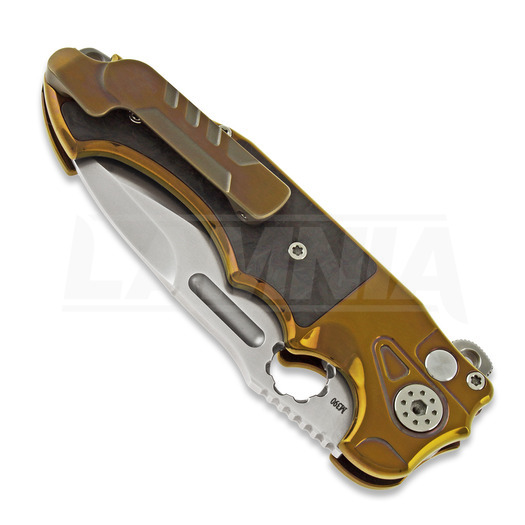 Andre de Villiers Mini Pitboss 2 folding knife, marble/bronze