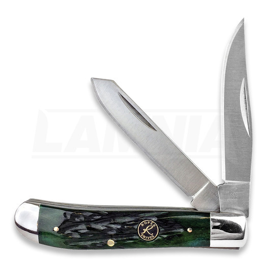Roper Knives Trapper Green Bone Carbon pocket knife