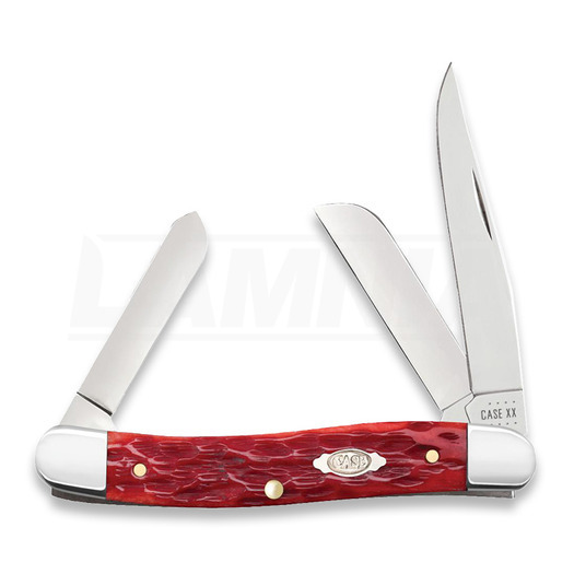 Pocket knife Case Cutlery Dark Red Bone Peach Seed Jig Chrome Vanadium Medium Stockman 31951