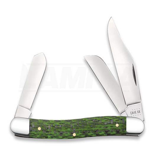 Pocket knife Case Cutlery Green & Black Carbon Fiber Weave Smooth Stockman 50712