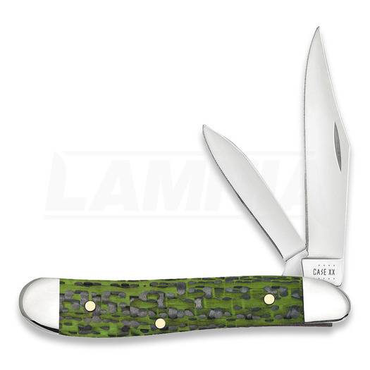 Pocket knife Case Cutlery Green & Black Carbon Fiber Weave Smooth Peanut 50714