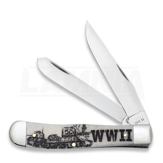 Case Cutlery War Series Smooth Natural Bone Trapper WWII pocket knife 50950