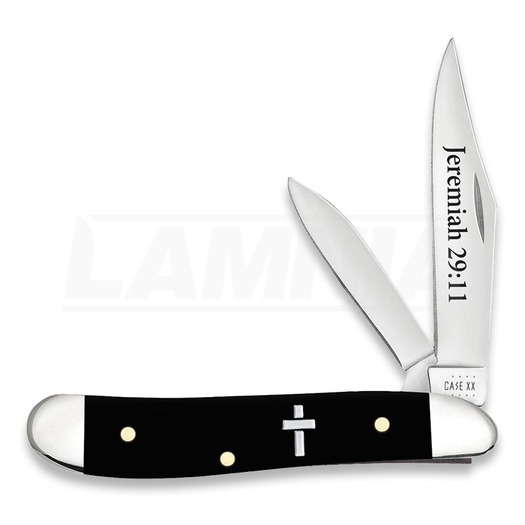Pocket knife Case Cutlery Smooth Black Synthetic Peanut Jeremiah 29:11 60866