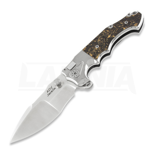 Andre de Villiers Javelin folding knife, satin/copper shred
