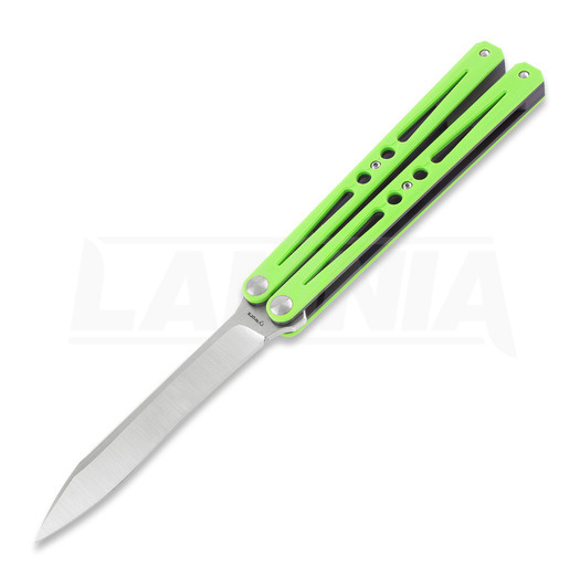Ryworx Setsuna Drop Point butterfly knife, neon green