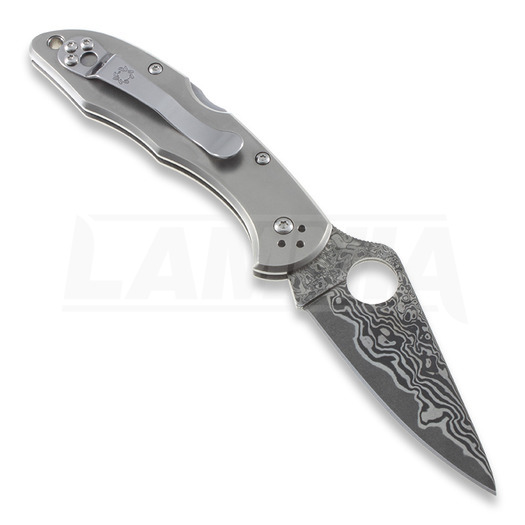 Spyderco Delica 4 Titanium Damascus folding knife C11TIPD