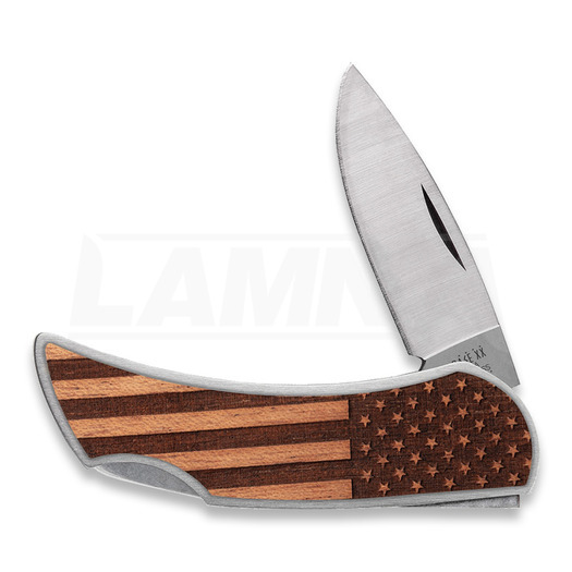 Coltello pieghevole Case Cutlery Woodchuck Flag Brushed Stainless Steel Executive Lockback 64324