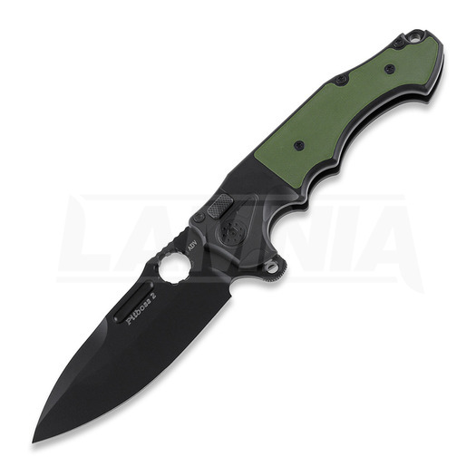 Andre de Villiers Mini Pitboss Black 折り畳みナイフ, Green G10