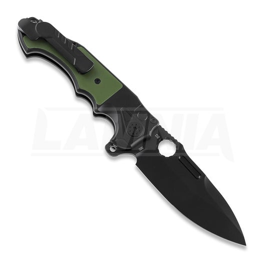 Andre de Villiers Mini Pitboss Black סכין מתקפלת, Green G10