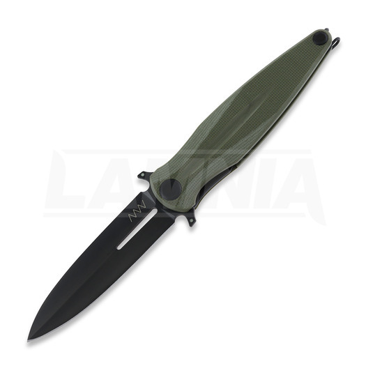 Zavírací nůž ANV Knives Z400 Plain edge DLC, G10, zelená