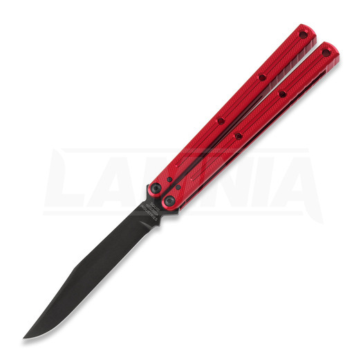 Couteau papillon Squid Industries Krake Raken Bowie Inked Red V2.5