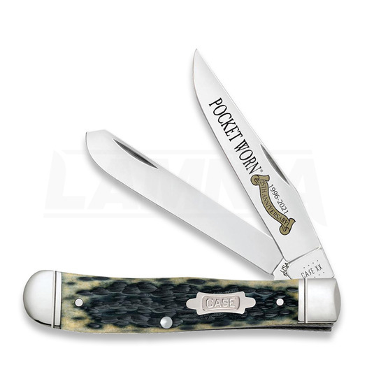 Case Cutlery Olive Green Bone Peach Seed Jig Trapper pocket knife 38191