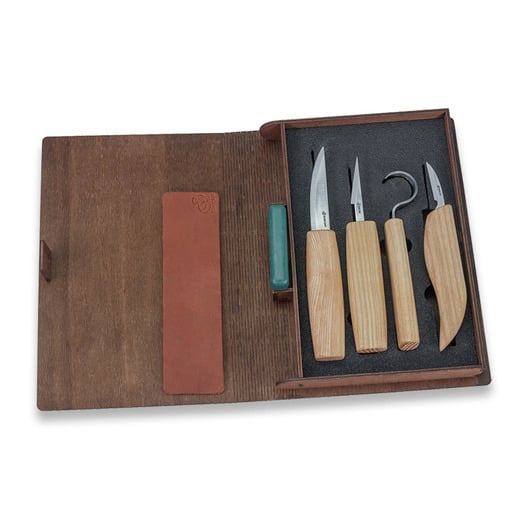 BeaverCraft Set of 4 Knives in gift book-box S09BOOK