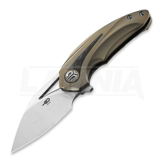 Bestech Nuke folding knife, black/red marble carbon fiber inlay 107B