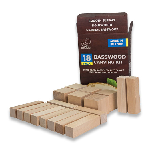 BeaverCraft Wood Carving Blocks set 18pcs Basswood BW18