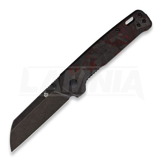 QSP Knife Penguin 折り畳みナイフ, red/black carbon fiber