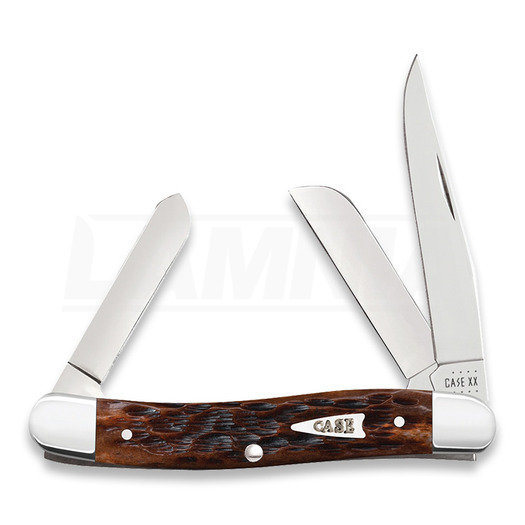 Pocket knife Case Cutlery Brown Bone Peach Seed Jig Medium Stockman 42651