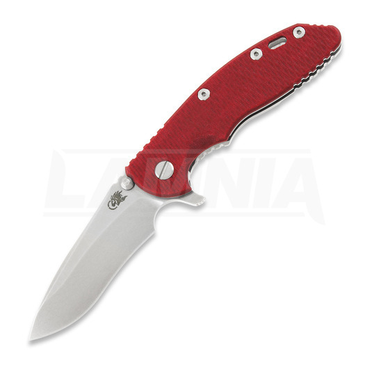 Hinderer XM-18 3.5 Tri-Way Recurve Stonewash folding knife, Red