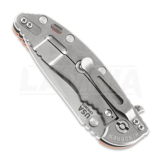 Hinderer XM-18 3.5 Tri-Way Recurve Stonewash folding knife, Orange