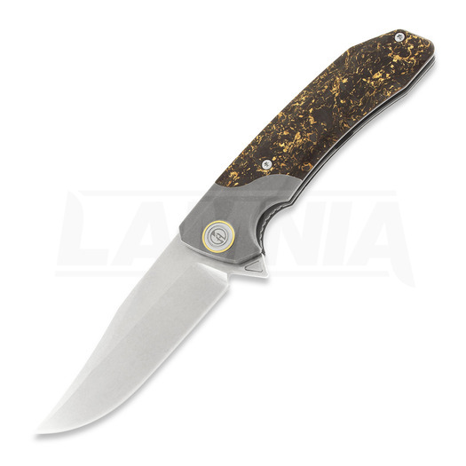Zavírací nůž Maxace Goliath 2.0 M390 Bowie, gold shred carbon fiber