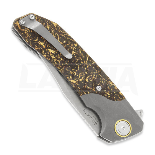 Сгъваем нож Maxace Goliath 2.0 CPM S90V Bowie, gold shred carbon fiber