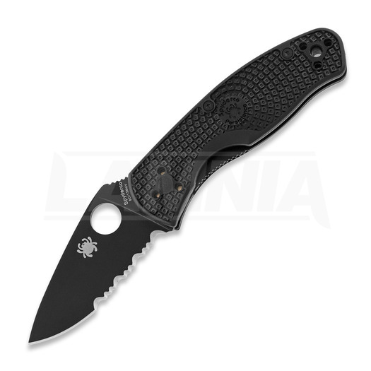 Spyderco Persistence Lightweight Black Blade sklopivi nož, izrezuckan rub C136PSBBK