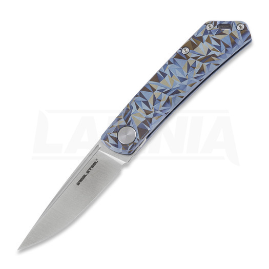 RealSteel Luna Ti-Patterns folding knife, blue geometry 7001-TC3