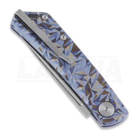 RealSteel Luna Ti-Patterns folding knife, blue geometry 7001-TC3