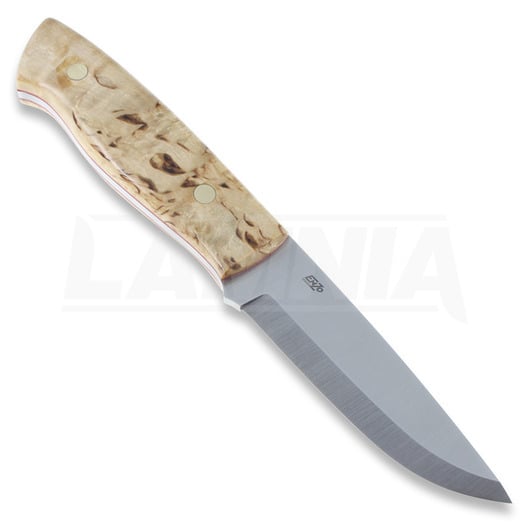 Couteau de chasse Brisa Trapper 95, O-1 Scandi, Curly Birch, firesteel
